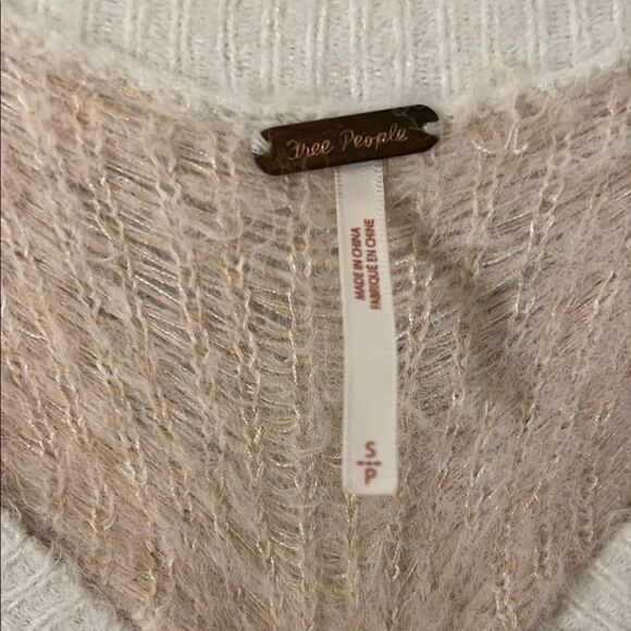 Free People Chic Argyle Tan White V-Neck Sweater - Picture 5 of 10